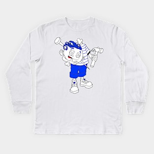 Mr. Sinmo (Julia style) blue Kids Long Sleeve T-Shirt